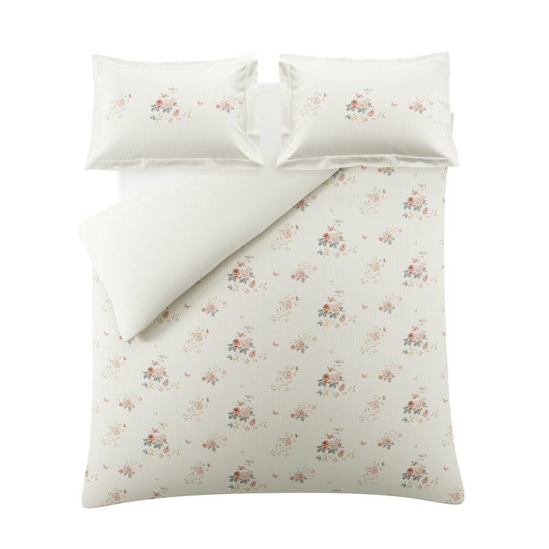 Vintage Rose Pink Natural 200 Thread Count Bedset, Super King Bed (260 x 220 cm)