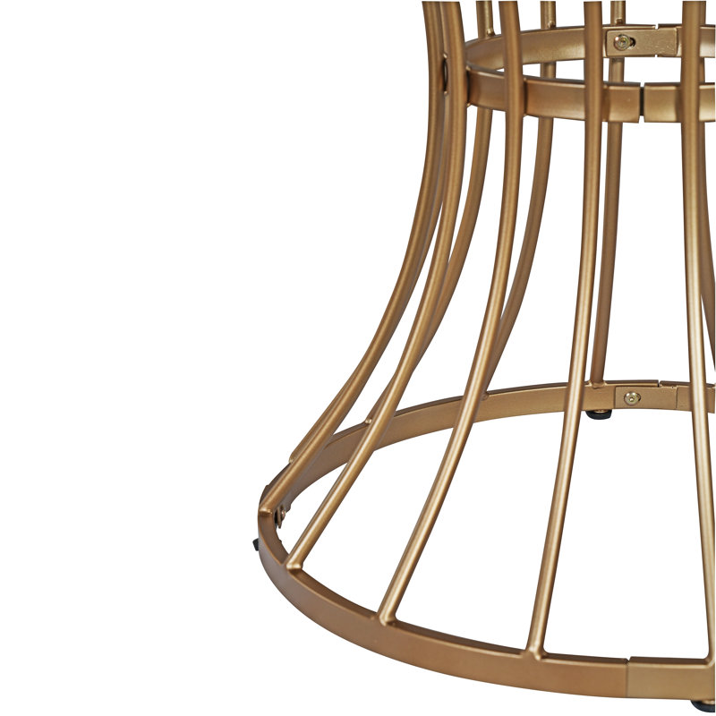 Harlan 42" Round Dining Table with Solid Wood-Look Top & Pedestal Base, Black Top/Golden Base