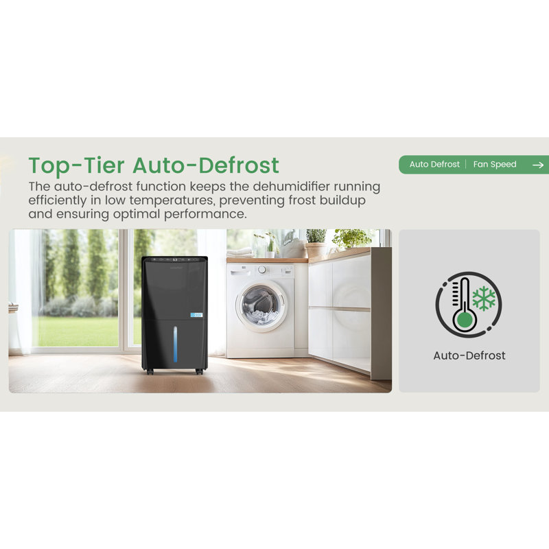 Waykar Pi. Déshumidificateur 34 chopines pour la maison et la maison, 33dB ultra silencieux, drain continu, Energy Star, dégivrage automatique, verrouillage enfant, DOE