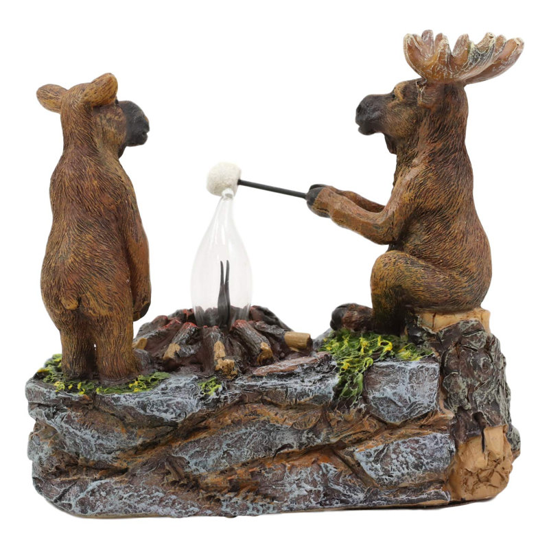 Fantaisiste forest elk orignal père et fils faisant de marshmallow smores figurine Duval