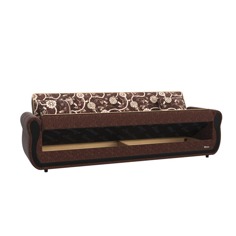 Canapé-lit rembourré convertible avec rangement, Brun