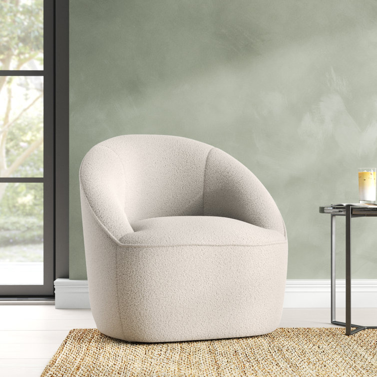 Swivel Barrel Boucle Chair, Comfy Accent Sofa Chair with A Small