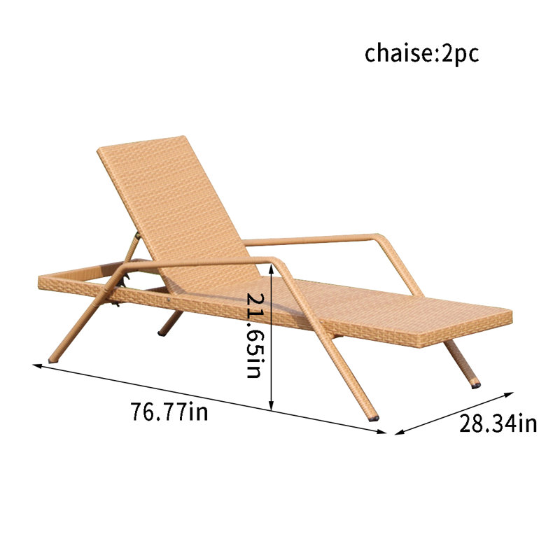 Chaise longue réglable en rotin pour l'extérieur