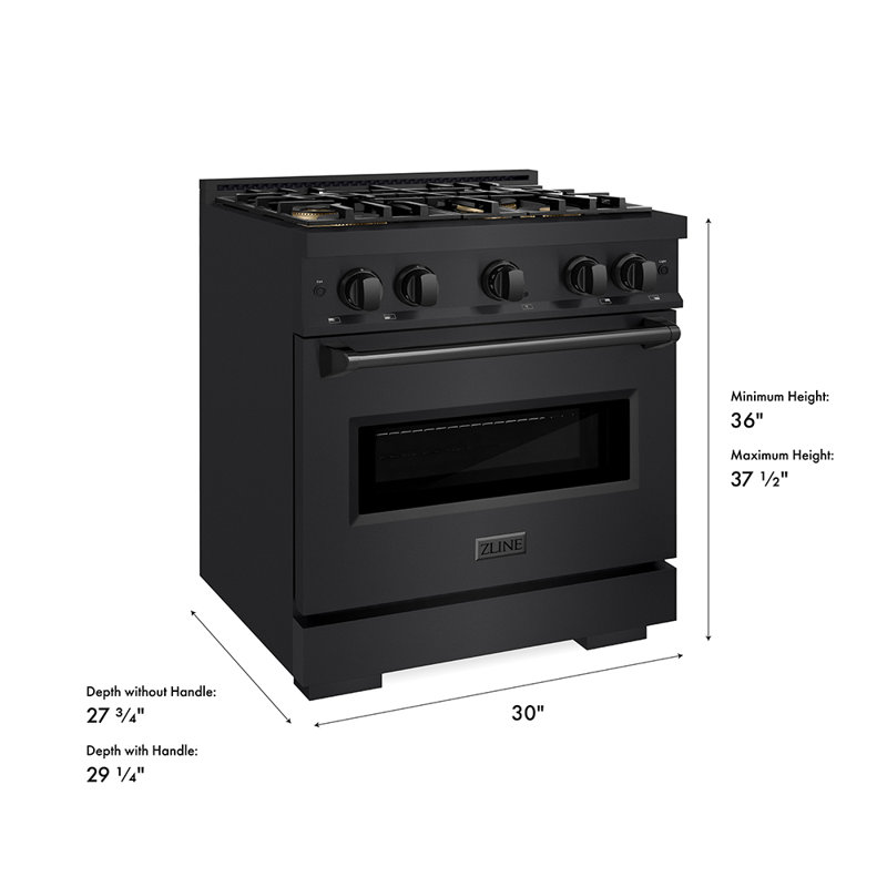 ZLINE 30 in. Classic Gas Range with DuoPro Cooktop and Convection Oven in Black Stainless Steel, Black Stainless Steel