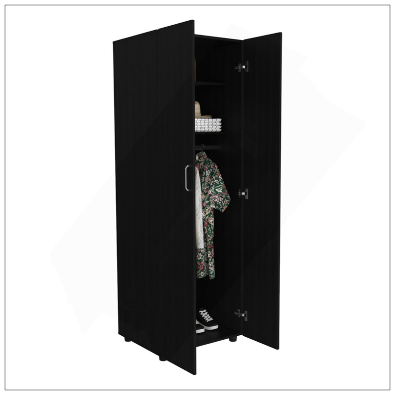Armoire Glasgow, une armoire, deux tablettes, Noir