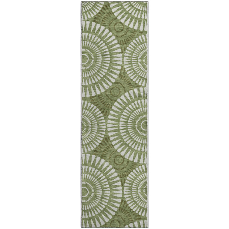 Premium Machine Washable Prisco Green Rug