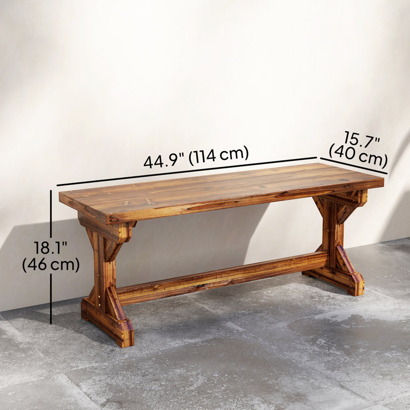 Wooden Outdoor Bench, Rustic Garden Bench Loveseat, Carbonized