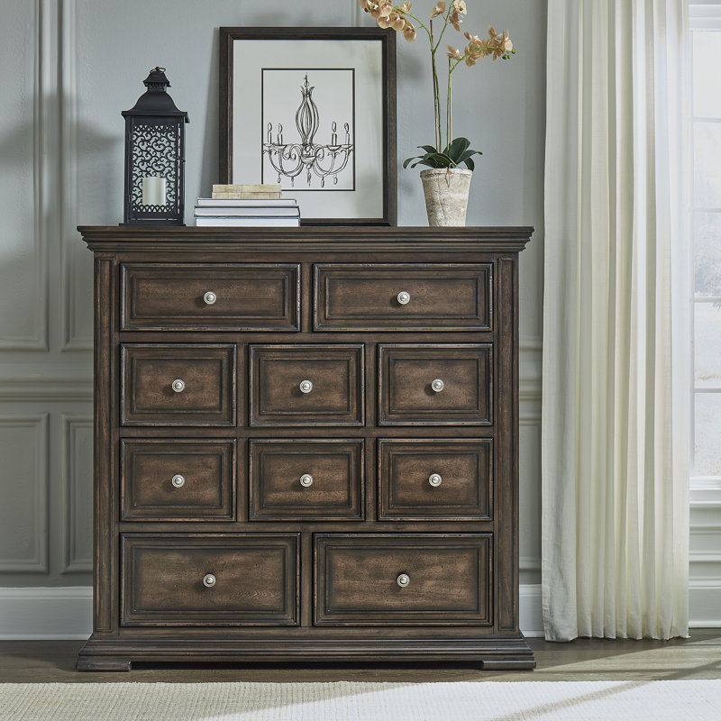 Temple Cloud 10 Drawer Dresser w/ Lined Interior, Brown