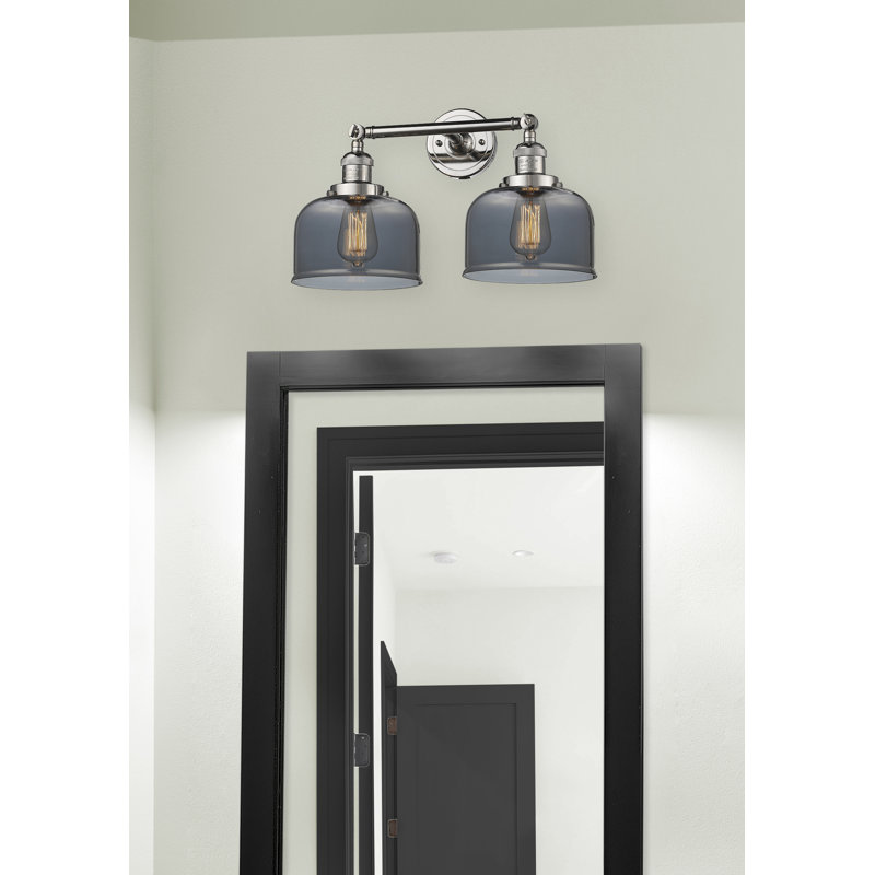 Bell - Luminaire de meuble-lavabo 19 po 2 lumières, Ampoule à DEL rétro de 6 watts, Plaqué couleur fumée, Nickel poli