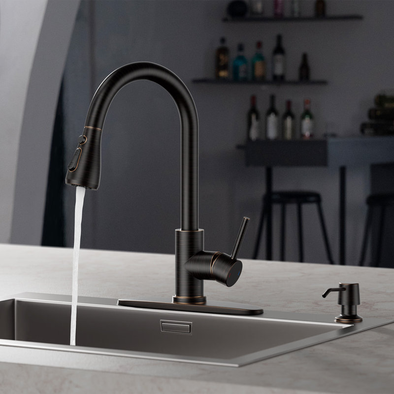 Robinets de cuisine avec distributeur de savon, Noir mat