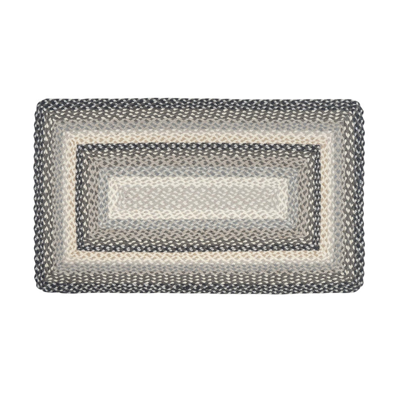  Tapis tressé gris, sable et ivoire - Accent rustique fabriqué à la main, 27 po x 45 po