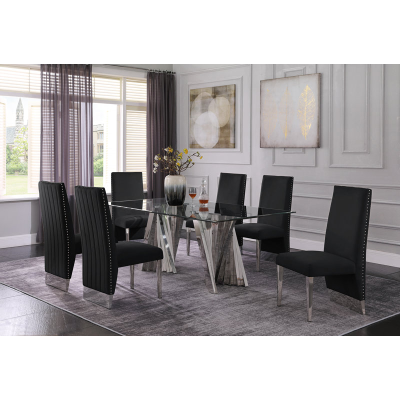Ensemble repas pour 6 personnes Marcella, Noir, Argent
