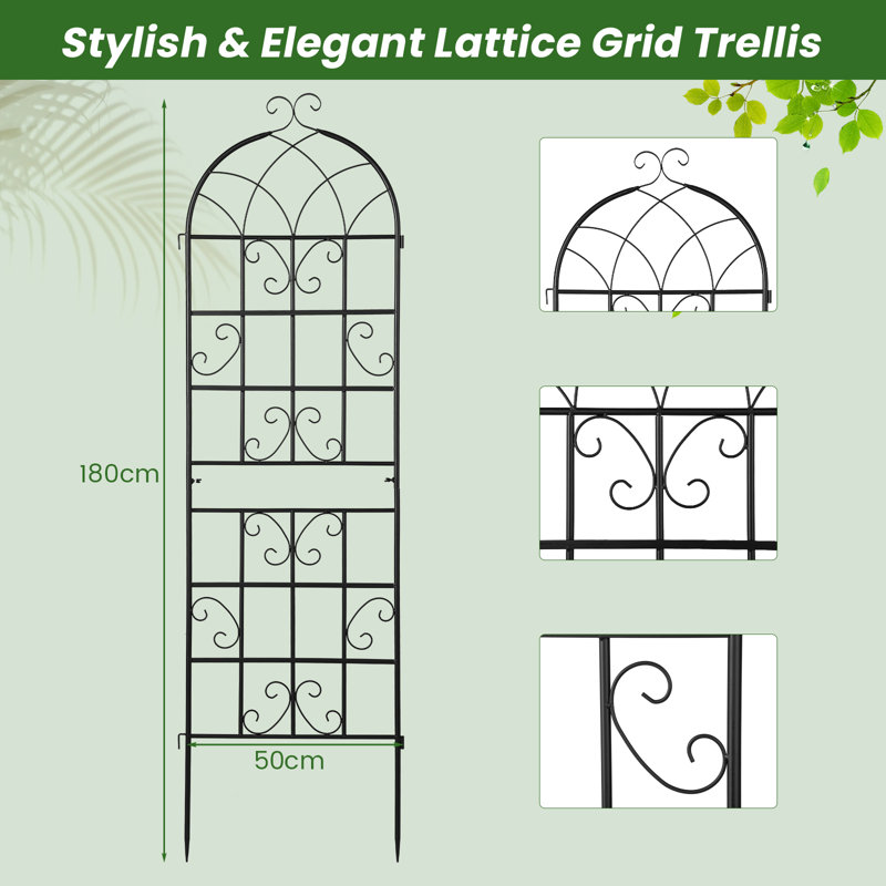 Metal Arched Trellis, 180cm H x 50cm W