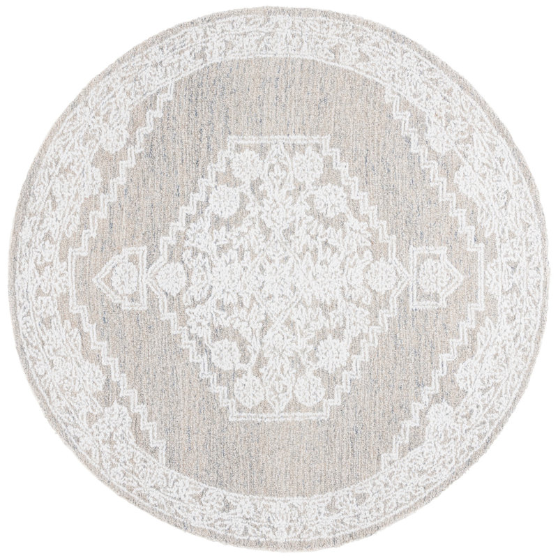 Mehtab Hand Tufted Performance Oriental Rug, Round 6'
