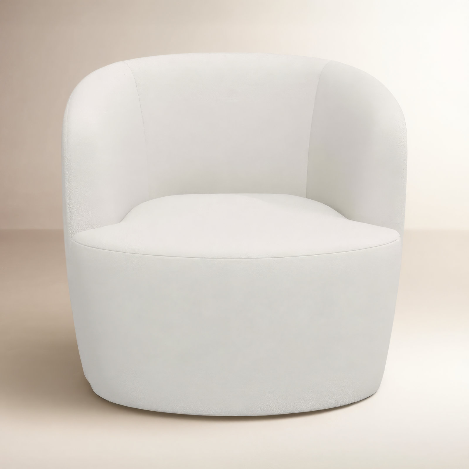 Mina Swivel Barrel Chair, Bella Light Gray Performance Velvet