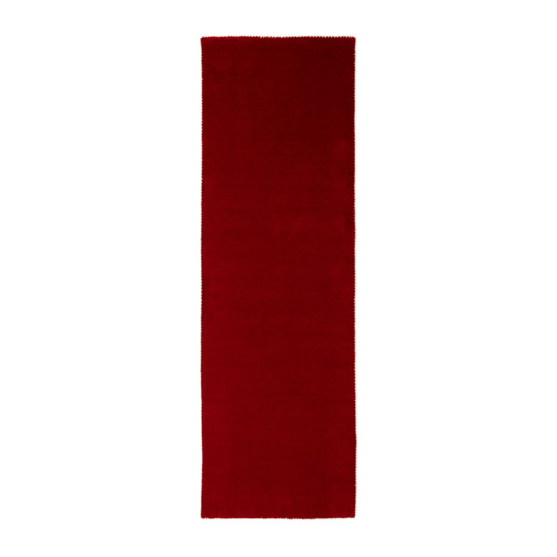 Solid Colour Wool Hand Woven Area Rug, White / opaline, Runners 80 x 300 cm