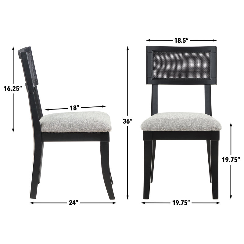 Barry Oak Wood Dining Set, 5 Pieces: Table, 4 Chairs, White/Black/Gray