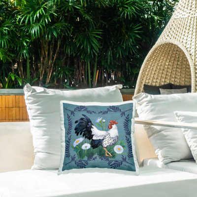 Coussin d'extérieur imprimé Ferns & Rooster par Paul Brent