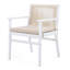 Ensemble de 2 chaises de salle à manger d'extérieur, fauteuil de patio en bois d'acacia avec dossier en corde et coussin hydrofuge, structure blanche, capacité de poids de 400 lb