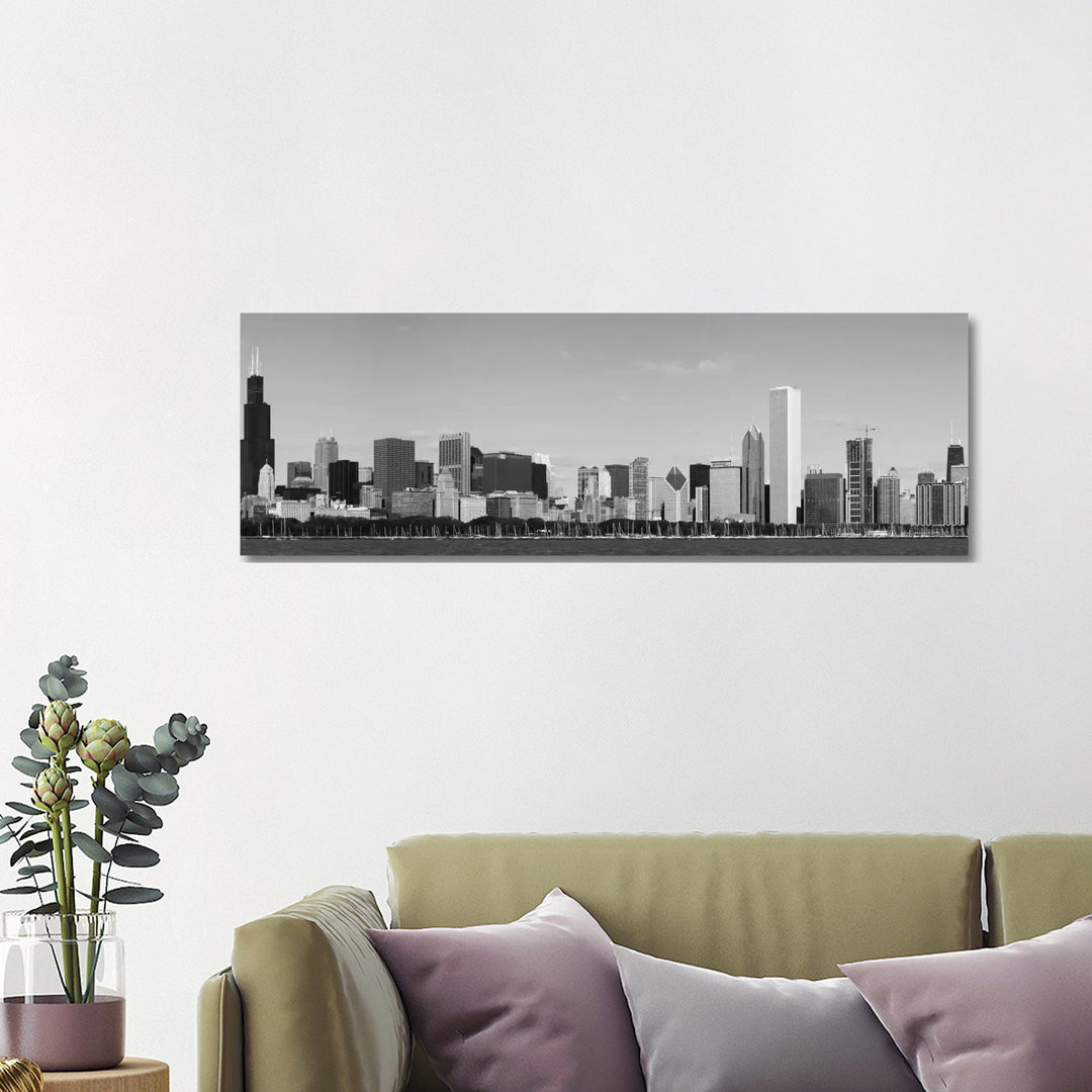 Chicago Skyline Cityscape - Wrapped Canvas Panoramic Print