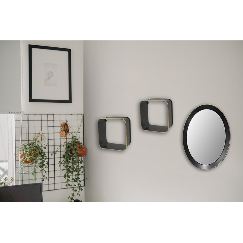 Porchella 16.5" x 13" Metal Oval Decorative Wall Mirror