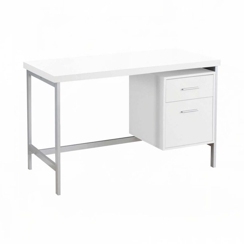 Bureau d'ordinateur à domicile avec tiroirs de rangement, Blanc / Gris