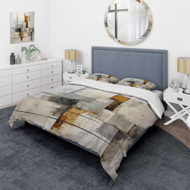 Minimalist Montage III - Ensemble de housse de couette abstrait - Microfibre de polyester