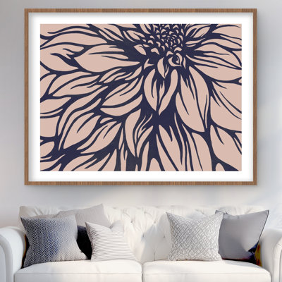 Dahlia Flower Botanical Print | Framed Matted Home Decor
