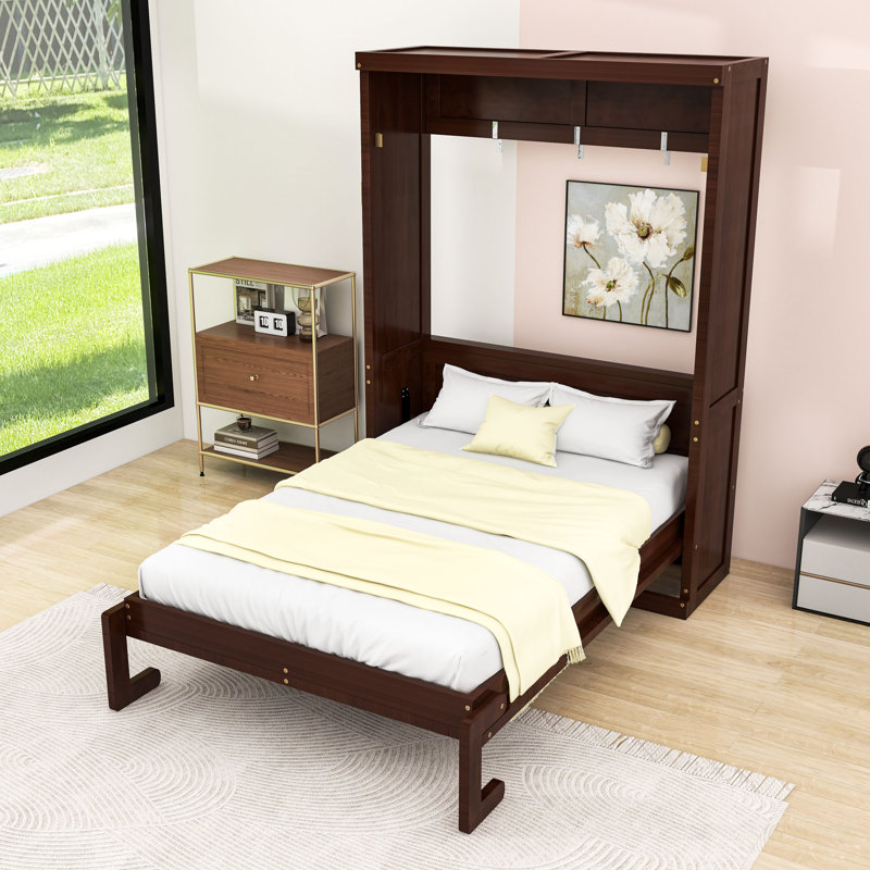 Lit escamotable avec armoire peu encombrante, Lit simple, Espresso