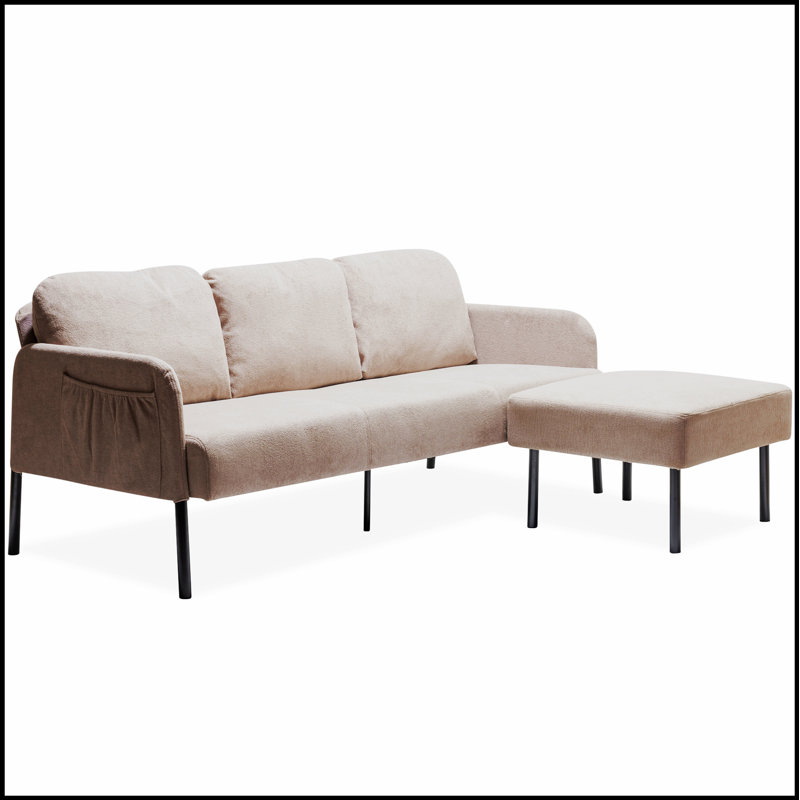 Canapé confortable en tissu de polyester avec repose-pieds pour divers espaces, parfait pour les espaces de vie modernes et confortables