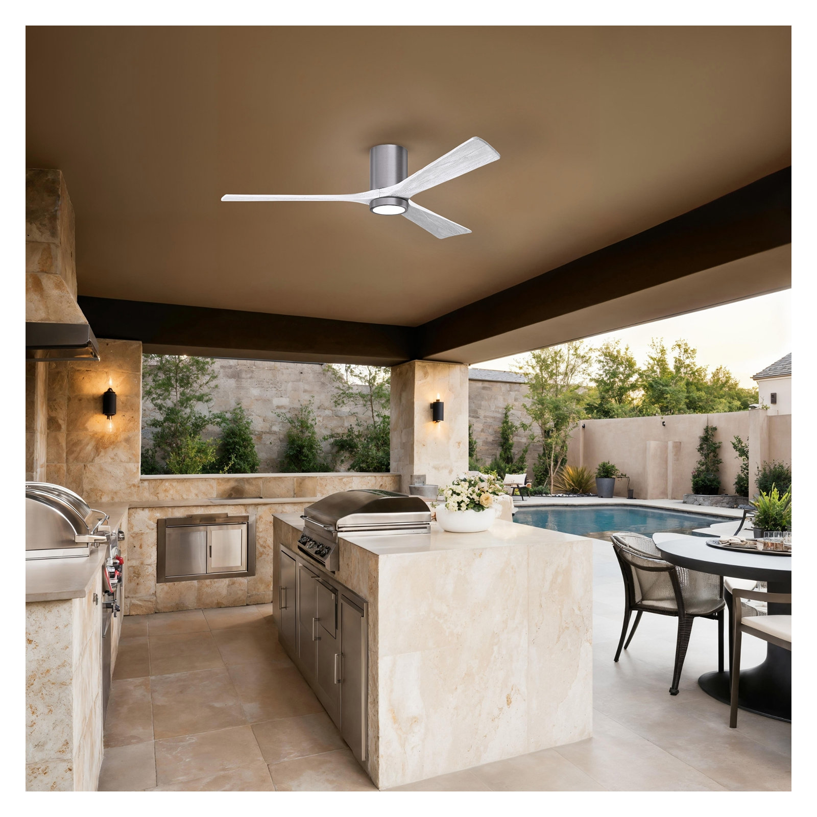 Olivier 3 Blade Ceiling Fan with LED Light Kit, Matte White, Brushed Pewter, 60"