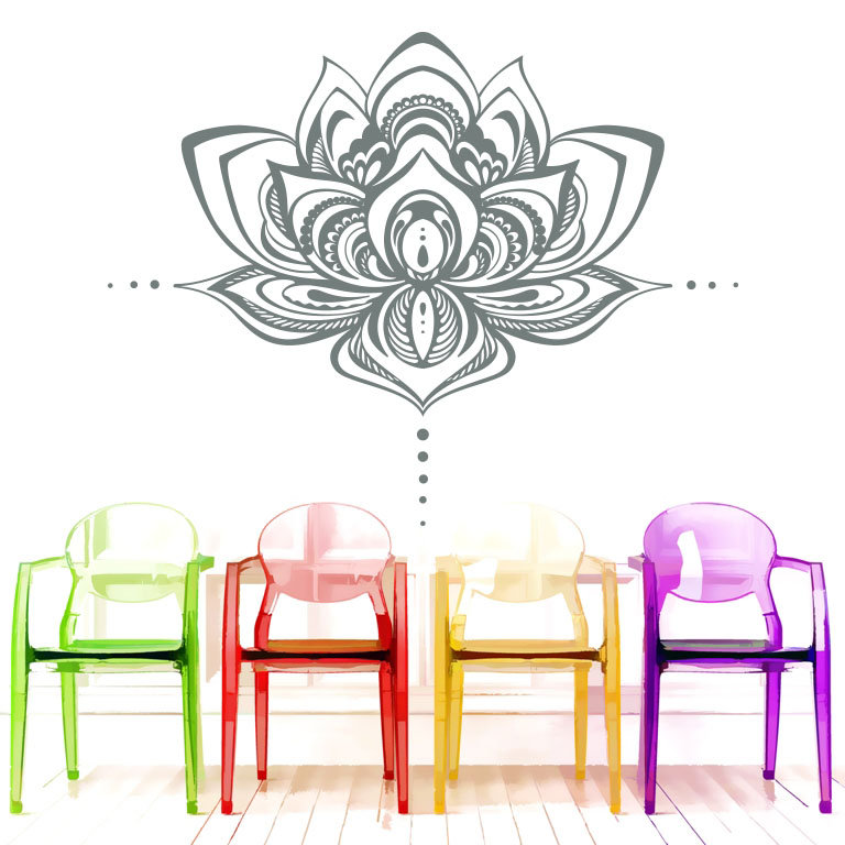 Décalcomanie murale fleur lotus Natazhat, Argent métallique
