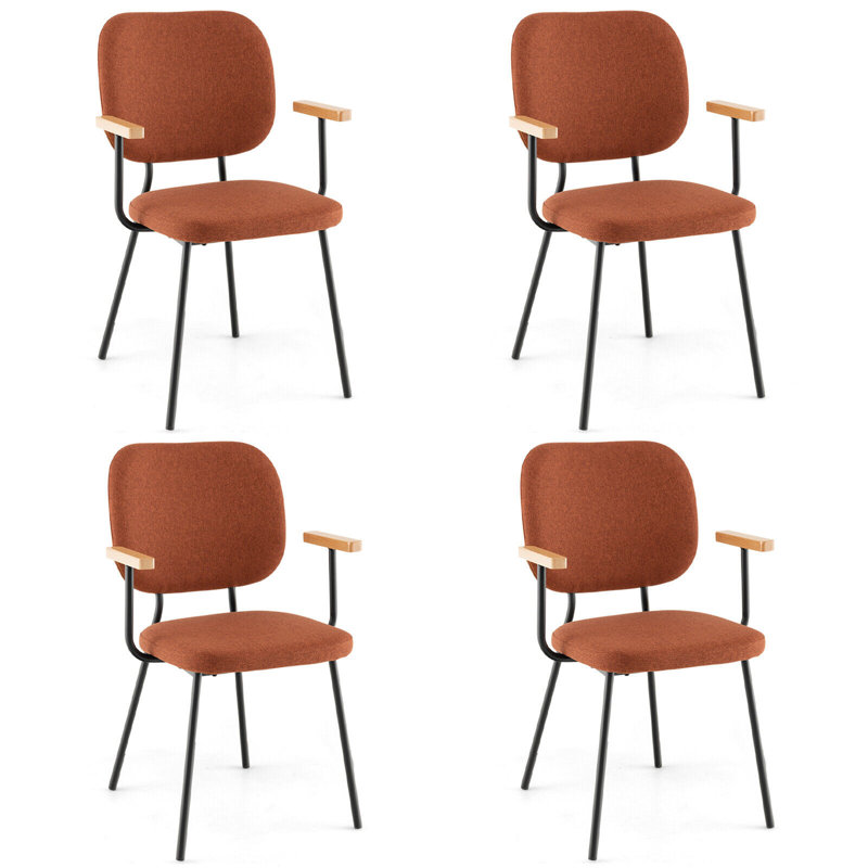 Chaise avec accoudoirs en métal Kianie, Orange
