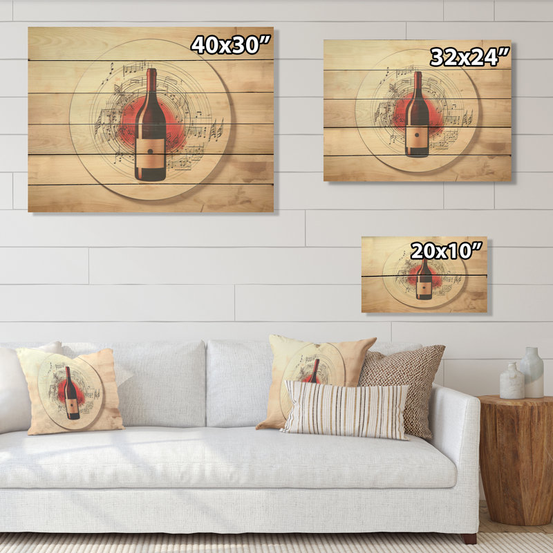 Vinyle et Vino I - panneau de bois sur bois de pin naturel, H 10 po x l 20 po
