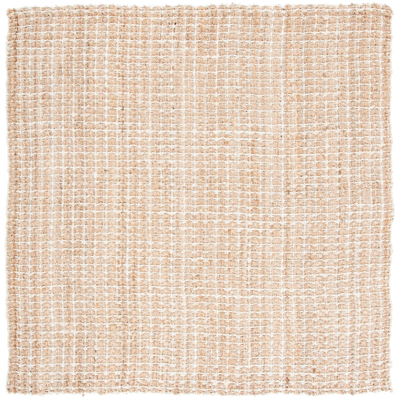 Cardoso Natural Fiber Hand Loomed Jute Abstract Rug, Square 7'