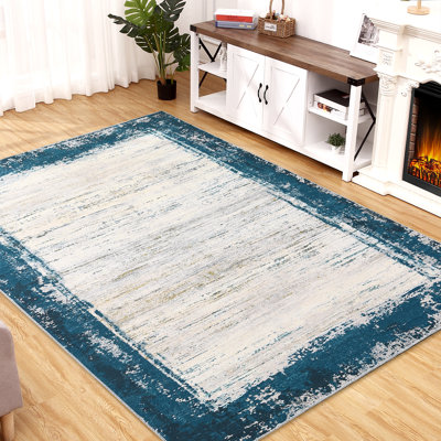 Tapis d'intérieur moderne à bord délavé et délavé lavable à la machine
