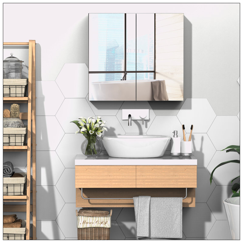 Armoire à pharmacie avec miroir mural Johnlloyd, Blanc