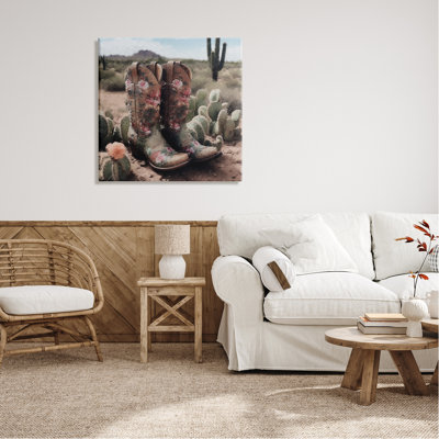 Paysage du sud-ouest, bottes sur bois, impression