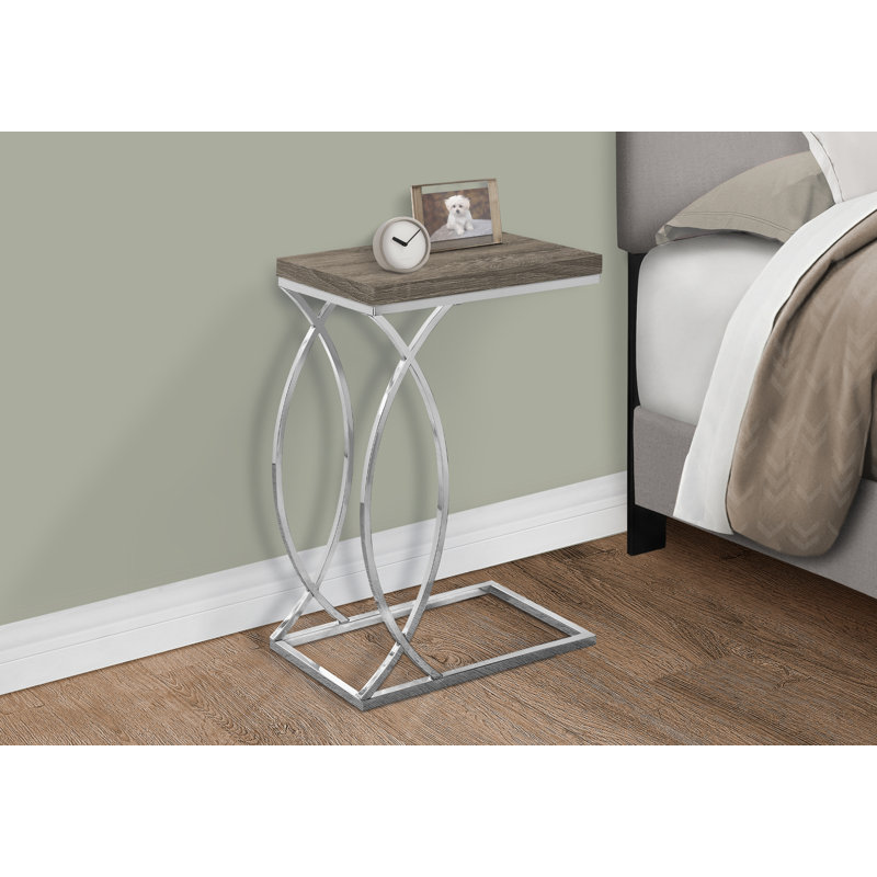 Table d'appoint en forme de C, Métal chromé, Taupe foncé