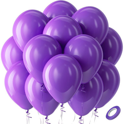 Ballons mauves en latex - paquet de 100 ballons ronds en hélium mauve de 12 pouces pour l'obtention du diplôme de mariage