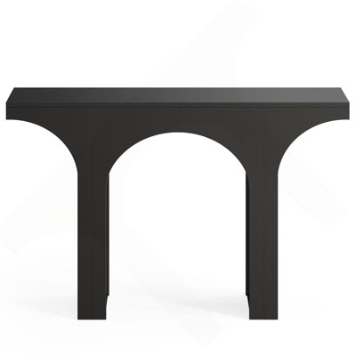 47” Modern Black Console Table For Entryway & Behind Sofa – Narrow Hallway Table With Arched Base