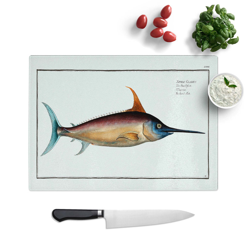 Tempered Glass Swordfish by M.E. Bloch Chopping Board, 39 cm W x 28.5 cm L