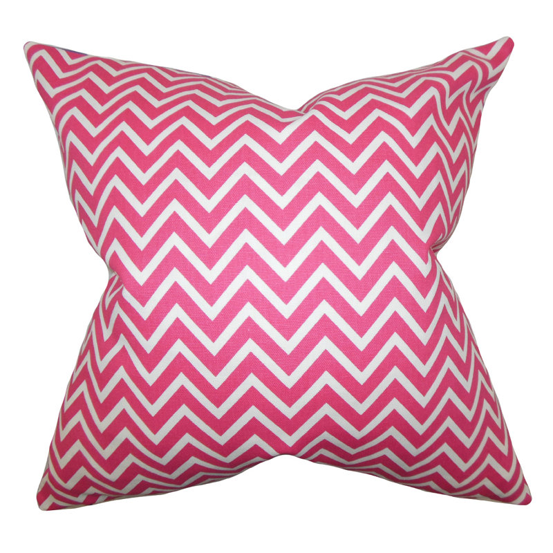 Coussin en coton en zigzag sula, Gris, 18 po x 18 po, Mélange de duvet