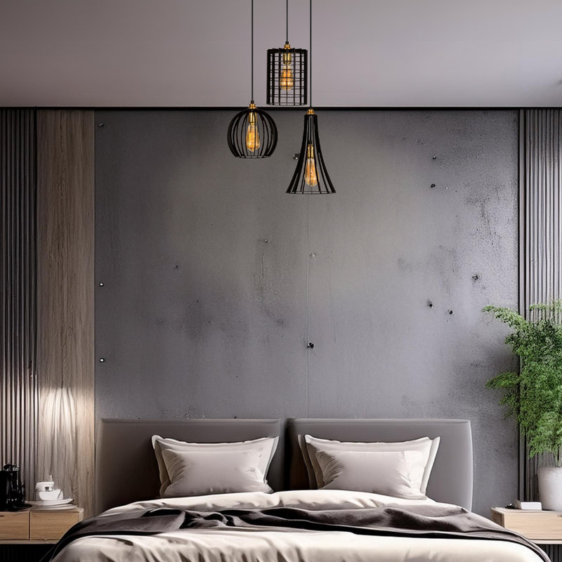 Adjustable Height 3-Lights Metal Body Cluster Pendant