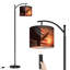 Lampe sur pied à arc avec abat-jour ajustable Aigle drapeau américain mouches liberté Sunset