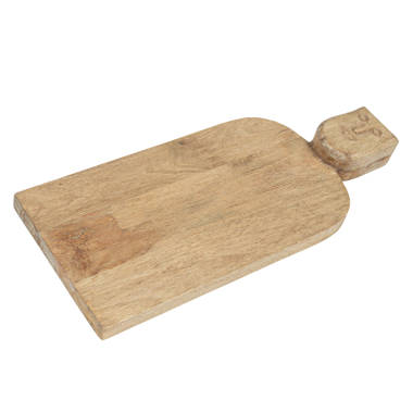 Creative Co-op Round Small Suar Wood Cutting Board with Handle, Natural