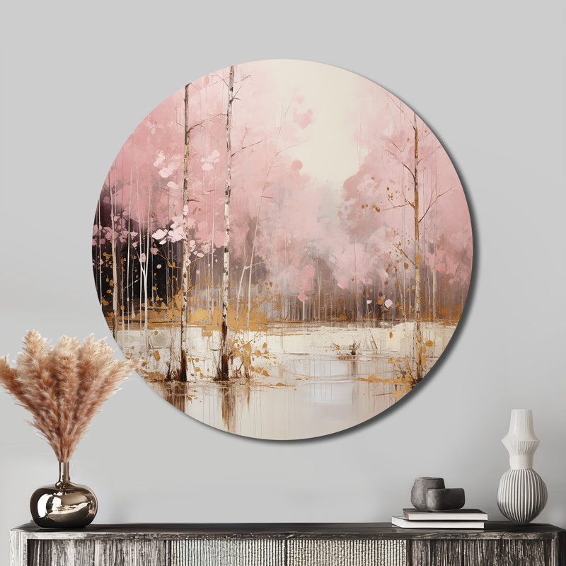 Delvalle - Paysages, art mural rond en métal, H 29 po x l 29 po