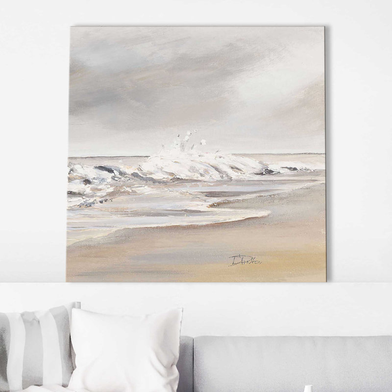 La Playa Al Atardecer II - peinture, L 28 po x H 28 po, Toile tendue