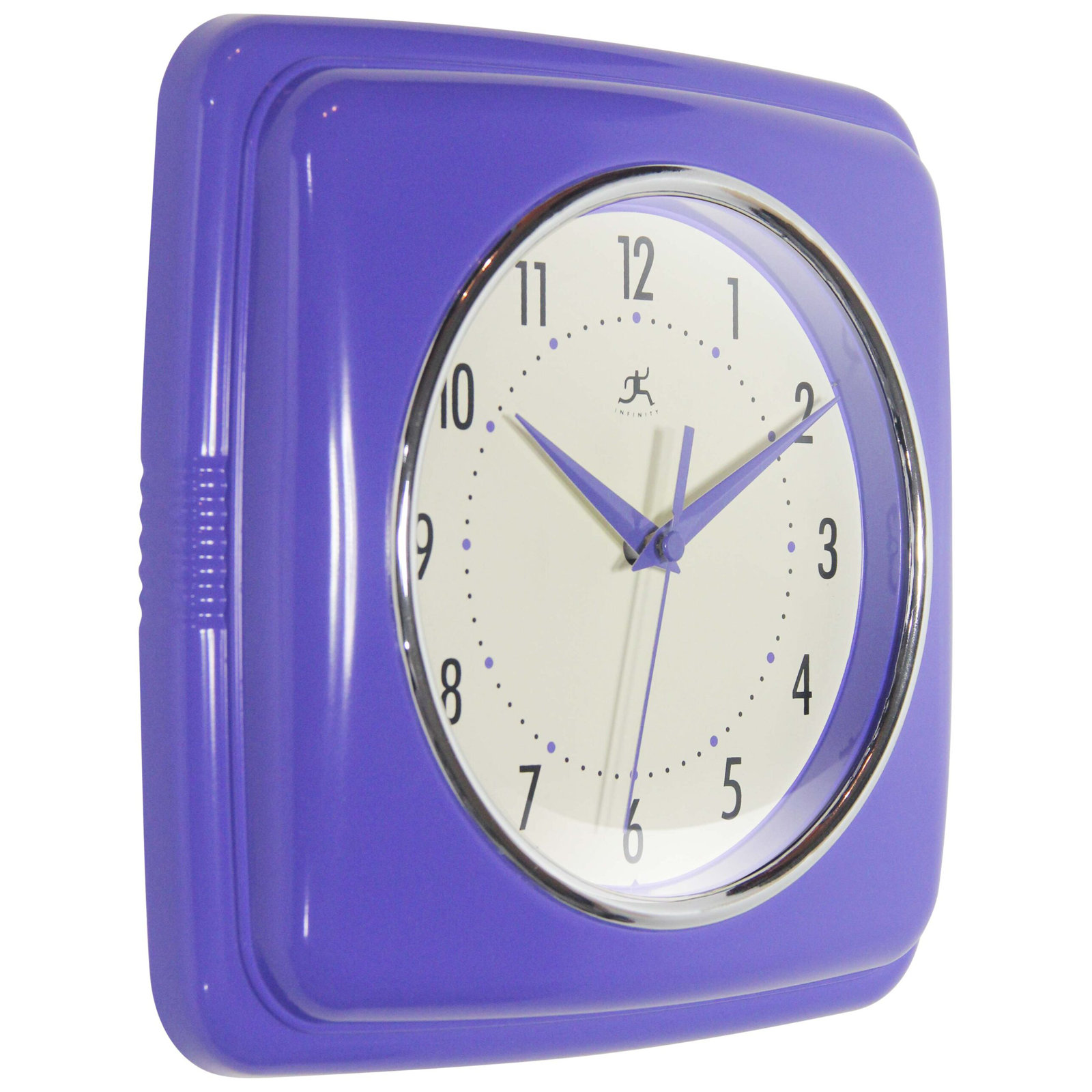 Orrwell Square Plastic Wall Clock 9.25 Inches, Periwinkle