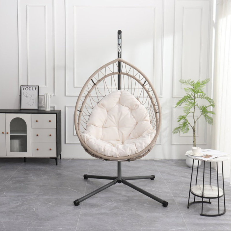 Chaise d'extérieur suspendue en forme d'œuf, Blanc